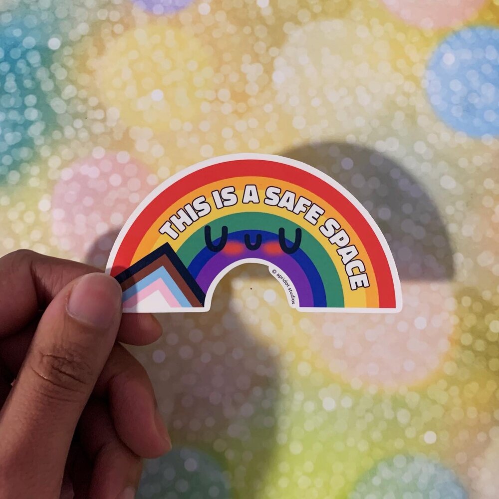 Safe Space Progressive Pride Flag Sticker - Apridot Studios
