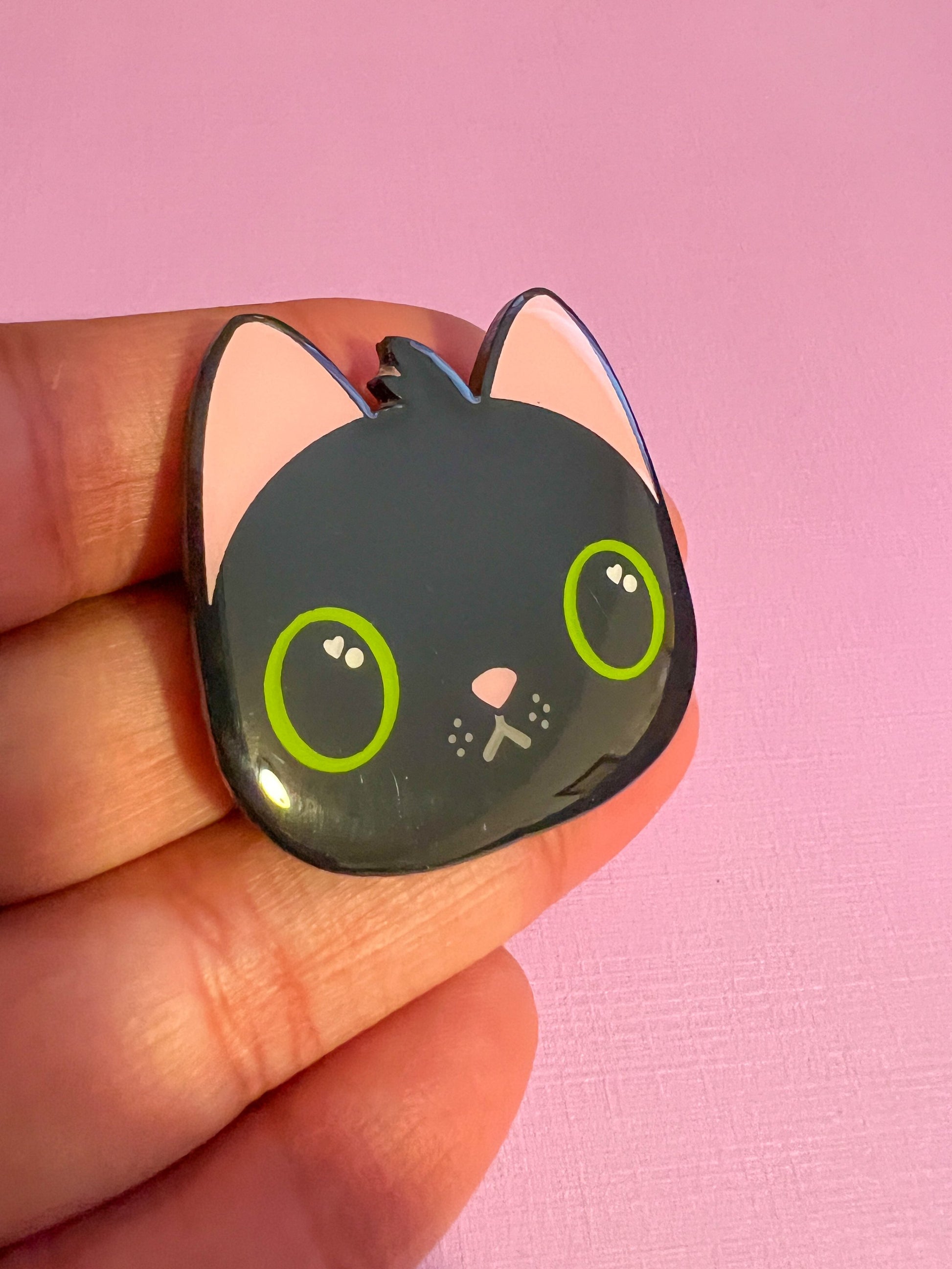 Brie the Black Cat Enamel Pin - Apridot Studios