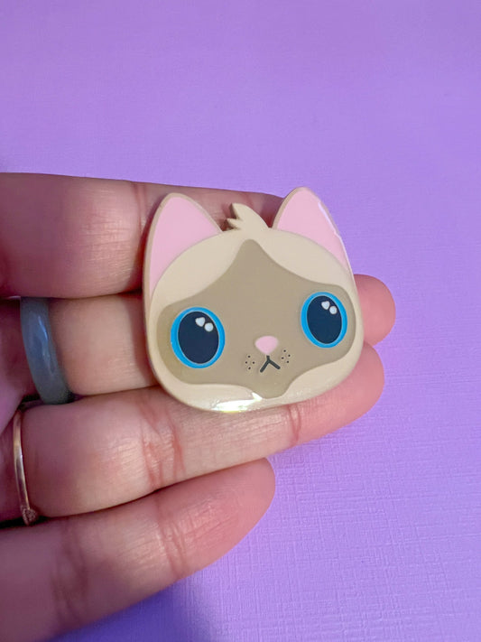 Meems the Siamese Cat Enamel Pin - Apridot Studios