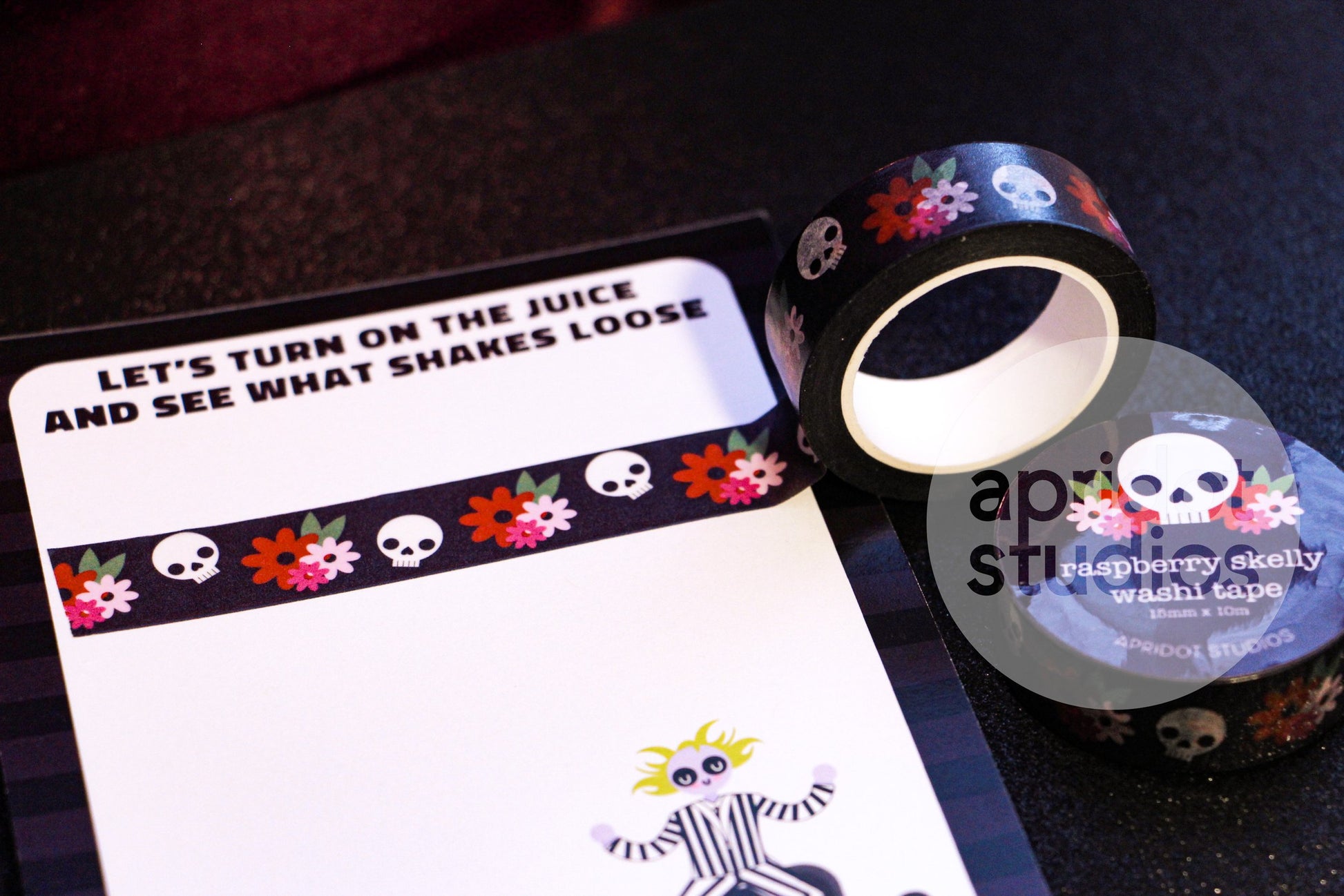 Raspberry Skelly Washi Tape - Apridot Studios