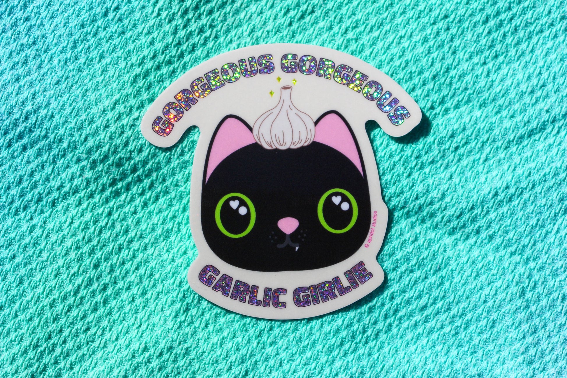 *Holographic* Gorgeous Gorgeous Garlic Girlie Sticker - Apridot Studios