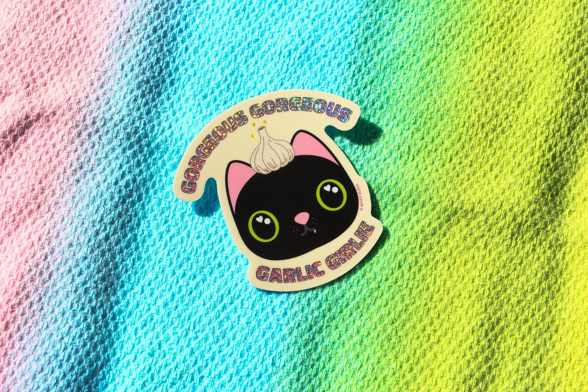 *Holographic* Gorgeous Gorgeous Garlic Girlie Sticker - Apridot Studios