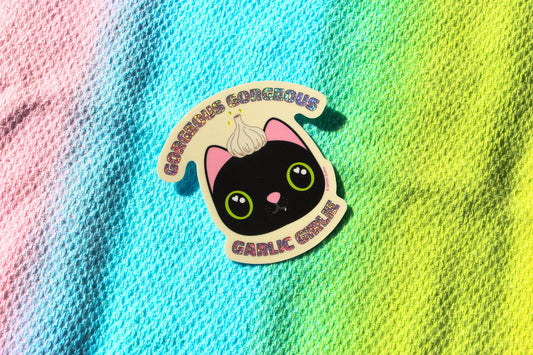*Holographic* Gorgeous Gorgeous Garlic Girlie Sticker - Apridot Studios