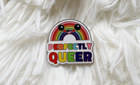 Perfectly Queer Enamel Pin (B Grade) - Apridot Studios