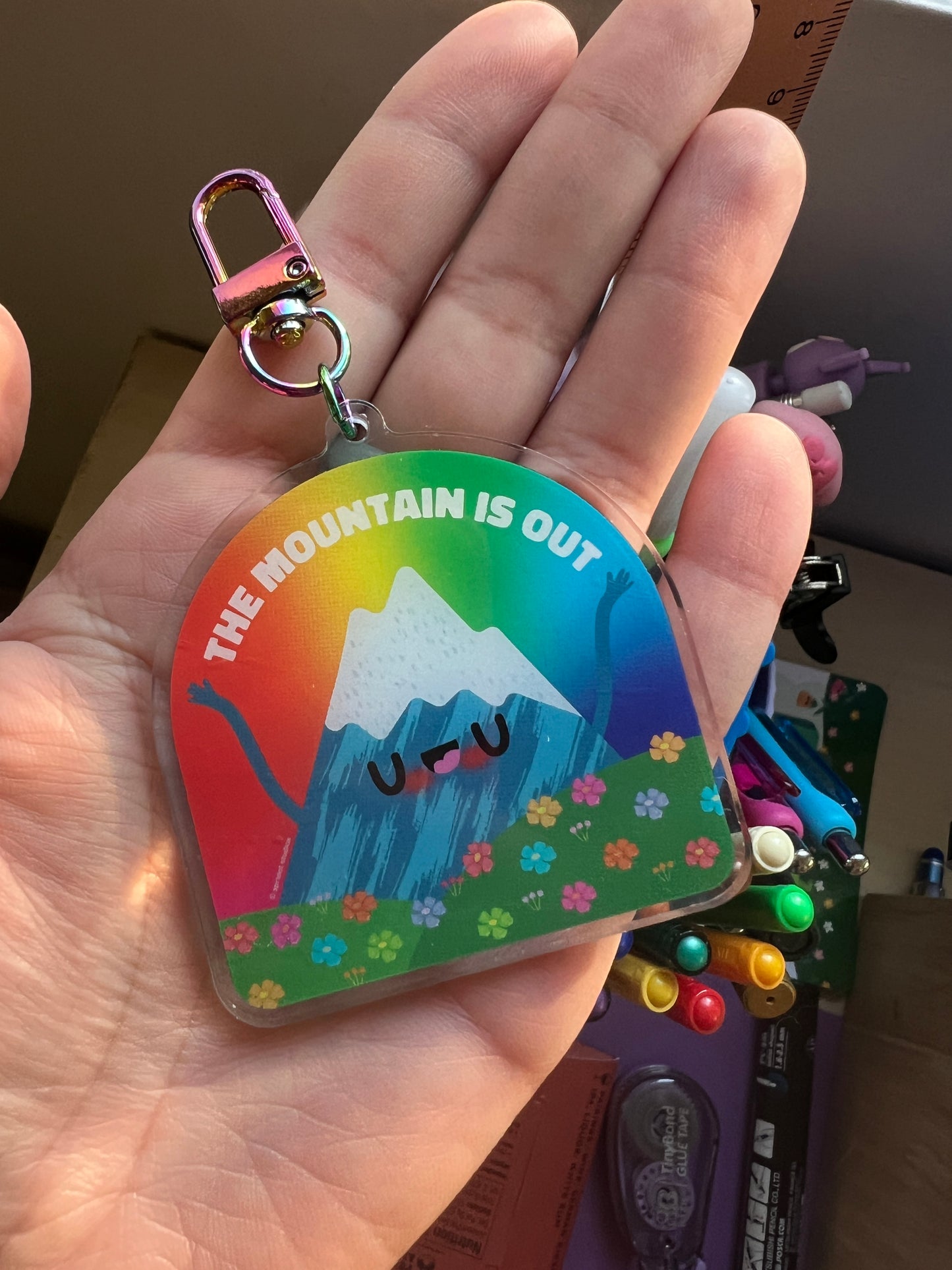 Mountain Is Out Acrylic Keychain - Apridot Studios