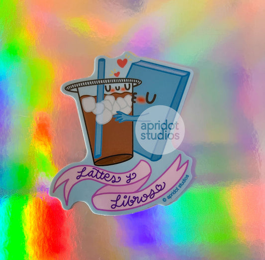 Lattes y Libros Sticker - Apridot Studios