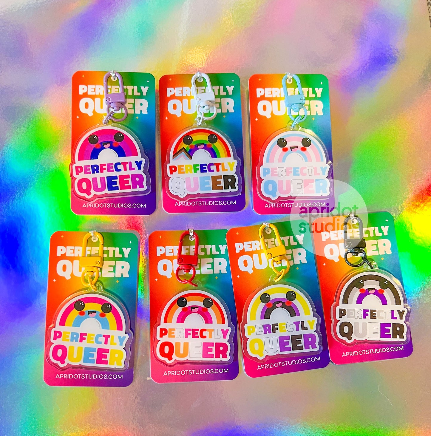Perfectly Queer Pride Rainbow Keychain - Apridot Studios