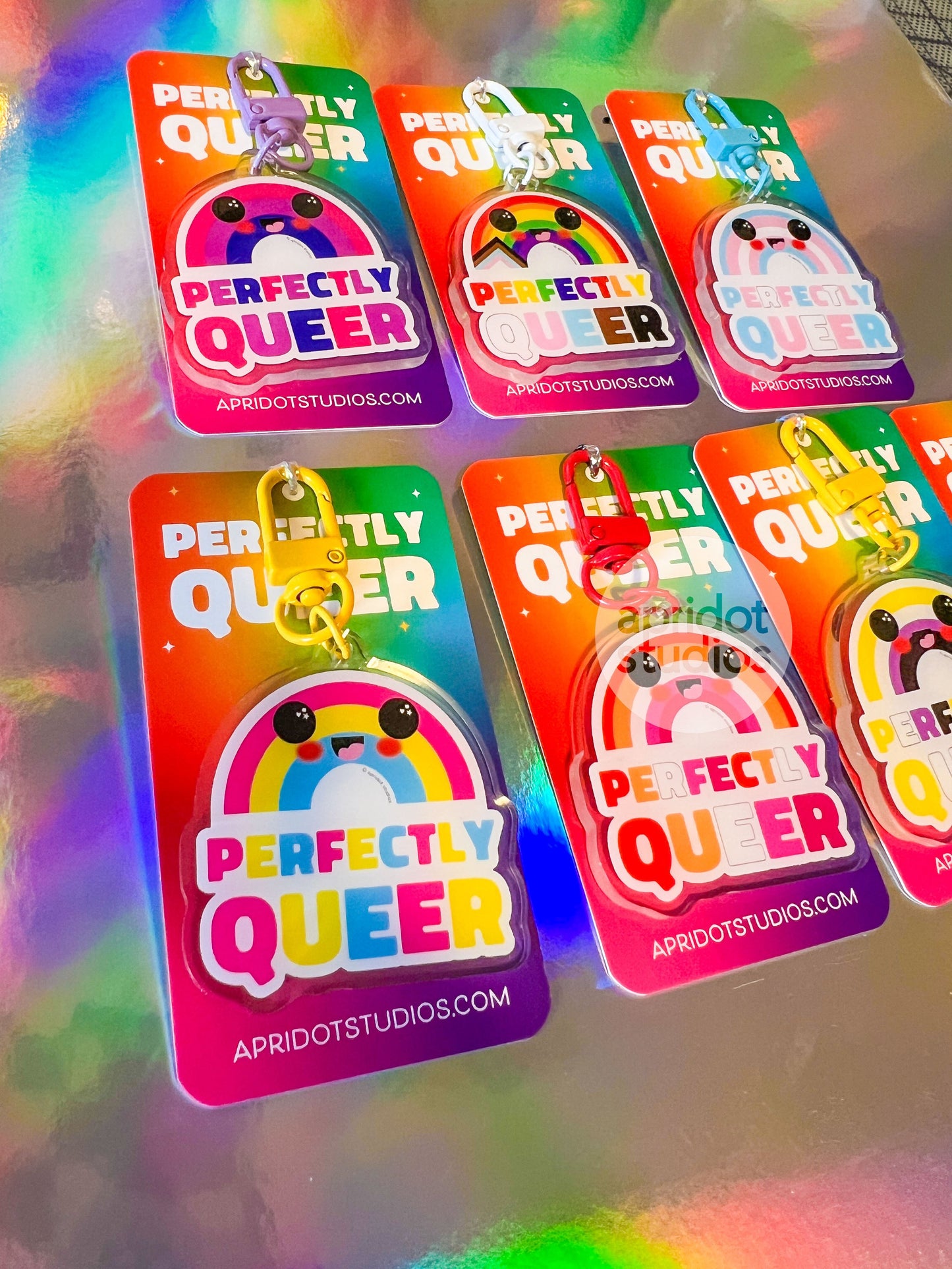 Perfectly Queer Pride Rainbow Keychain - Apridot Studios