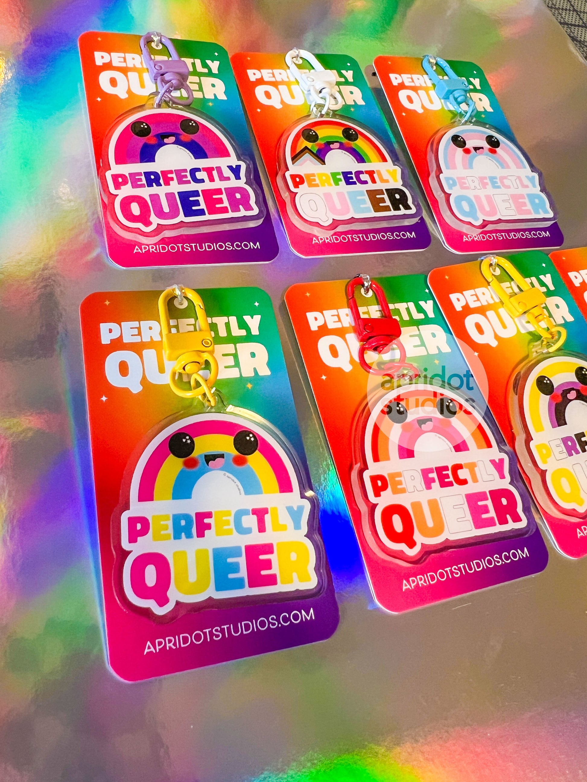 Perfectly Queer Pride Rainbow Keychain - Apridot Studios