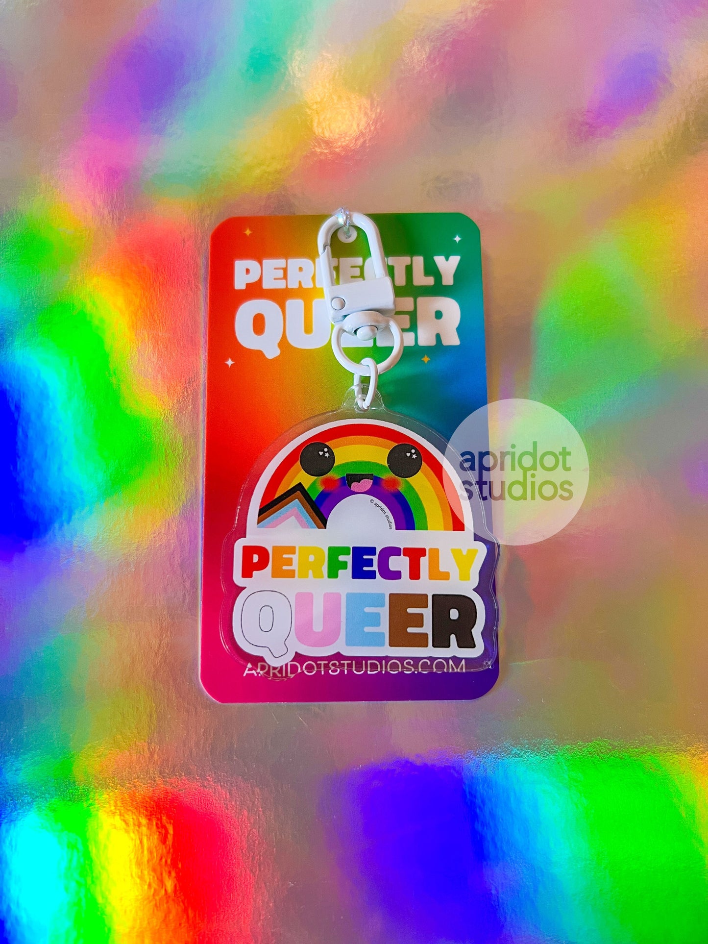 Perfectly Queer Pride Rainbow Keychain - Apridot Studios