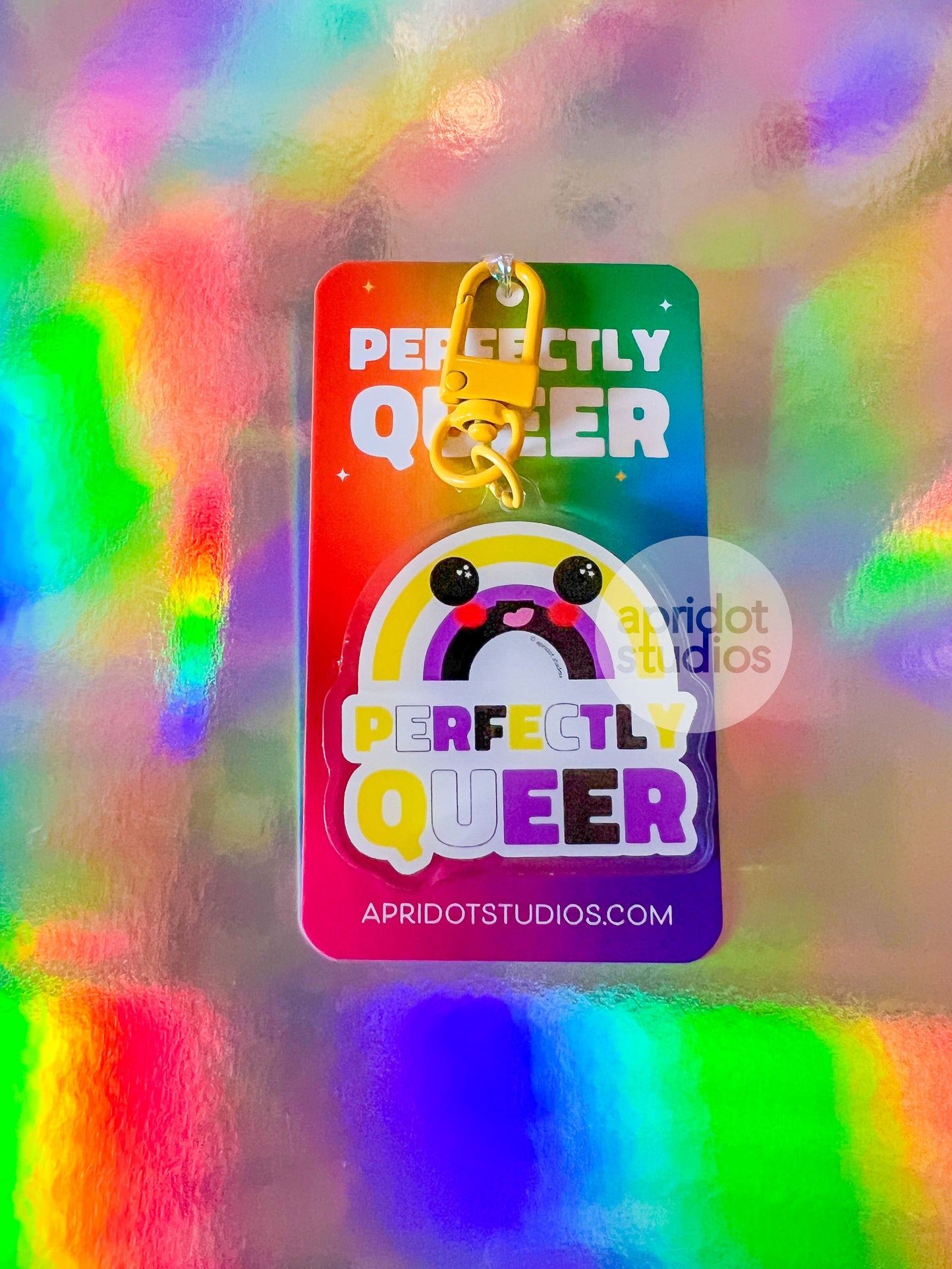 Perfectly Queer Pride Rainbow Keychain - Apridot Studios