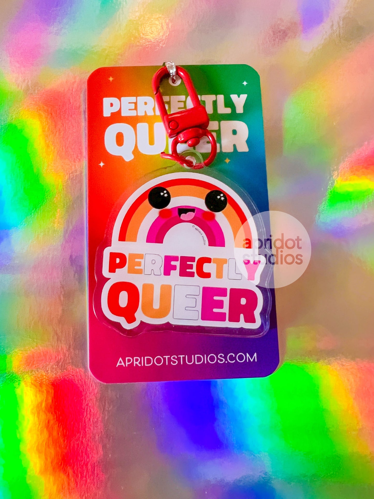 Perfectly Queer Pride Rainbow Keychain - Apridot Studios