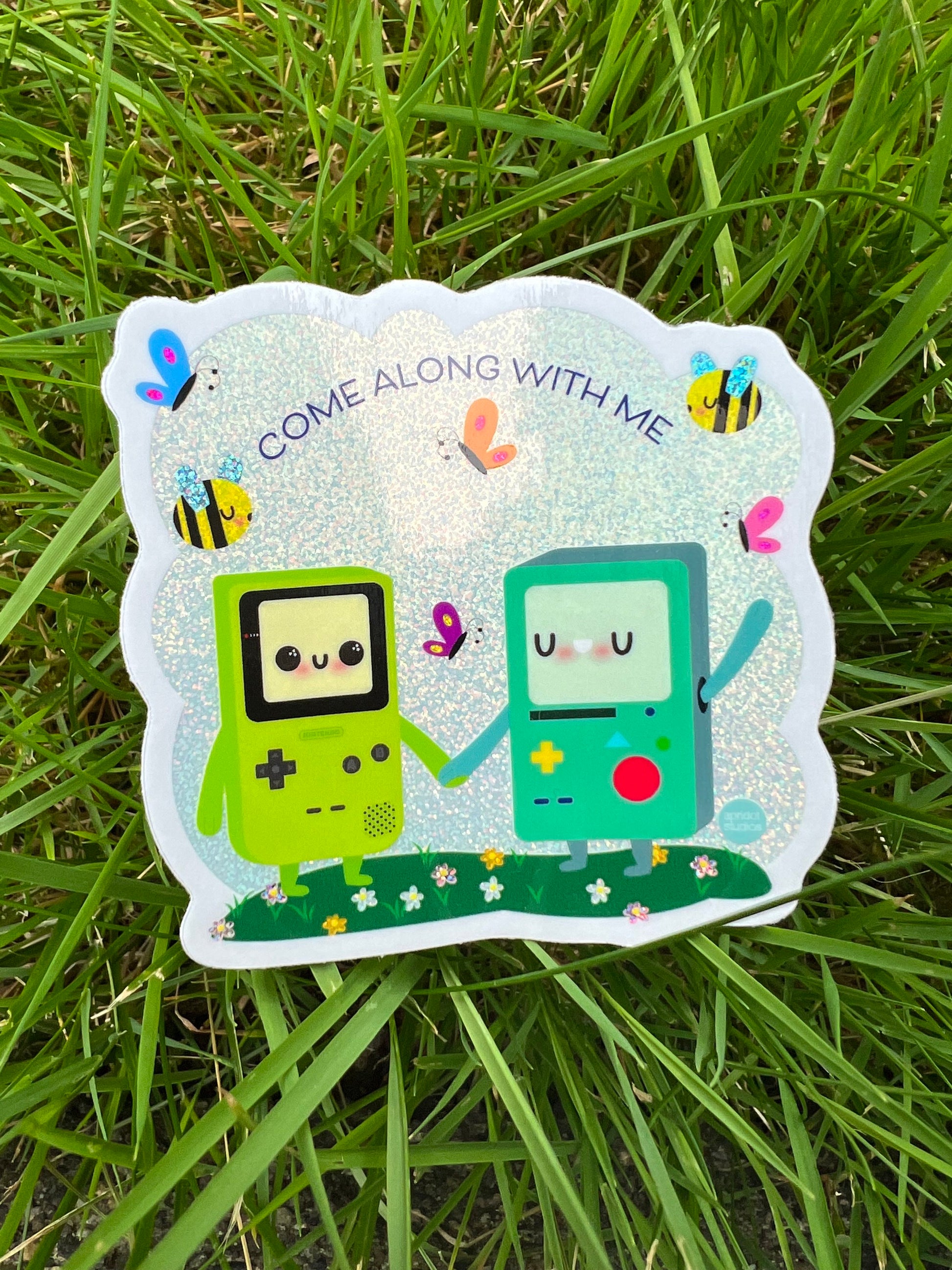 *Holographic* Come Along With Me Sticker - Apridot Studios