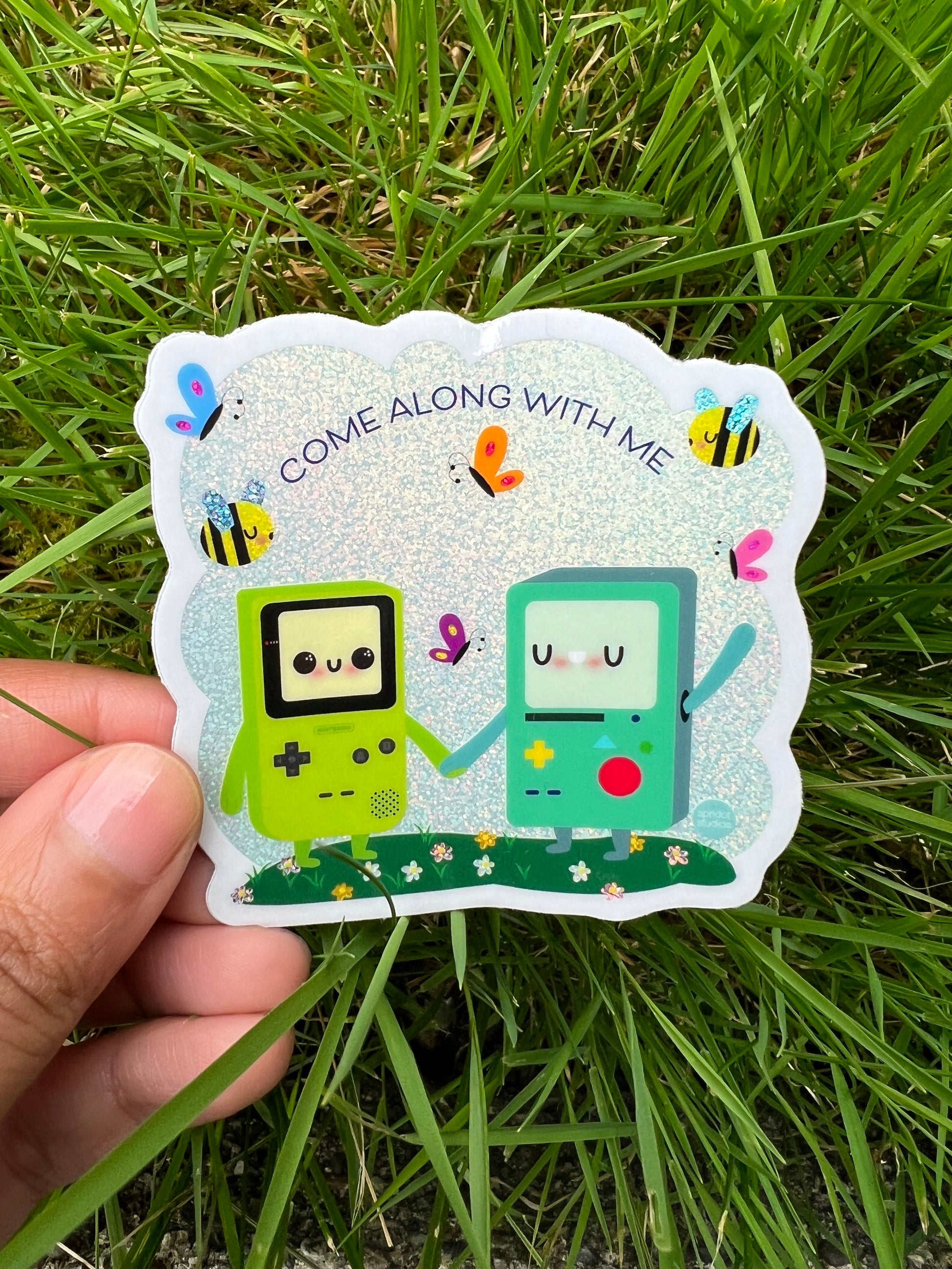 *Holographic* Come Along With Me Sticker - Apridot Studios