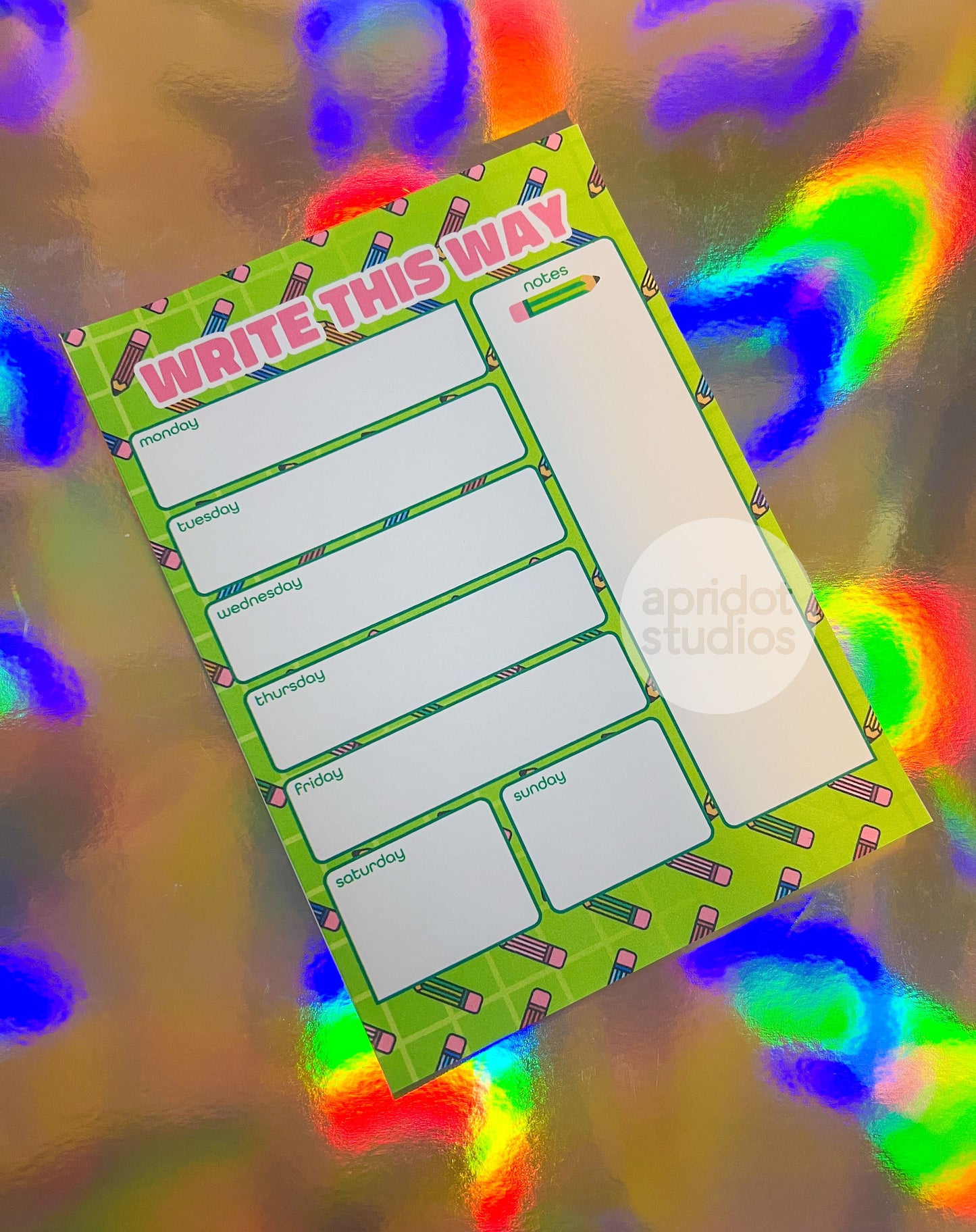 Write This Way Weekly Notepad - Apridot Studios