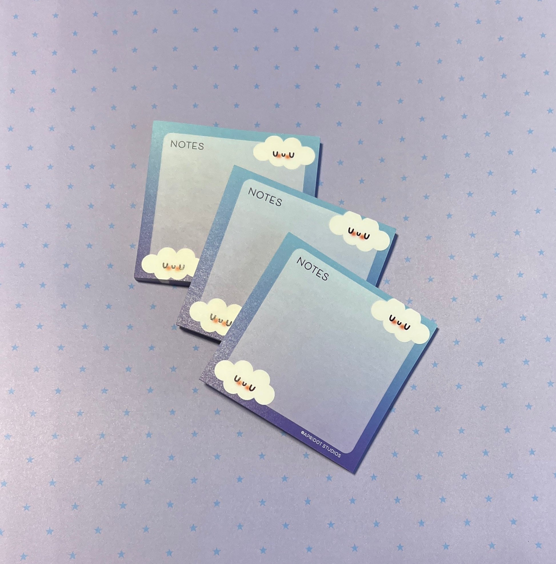 Happy Little Cloud Blue Sticky Notes - Apridot Studios