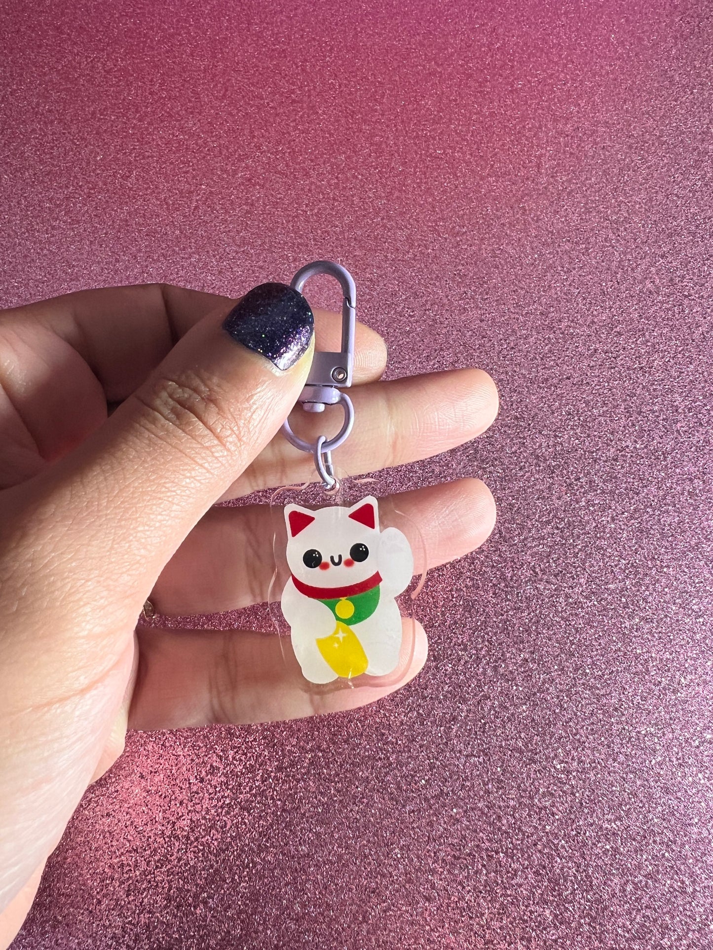 Maneki Neko (lucky cat) Acrylic Keychain - Apridot Studios