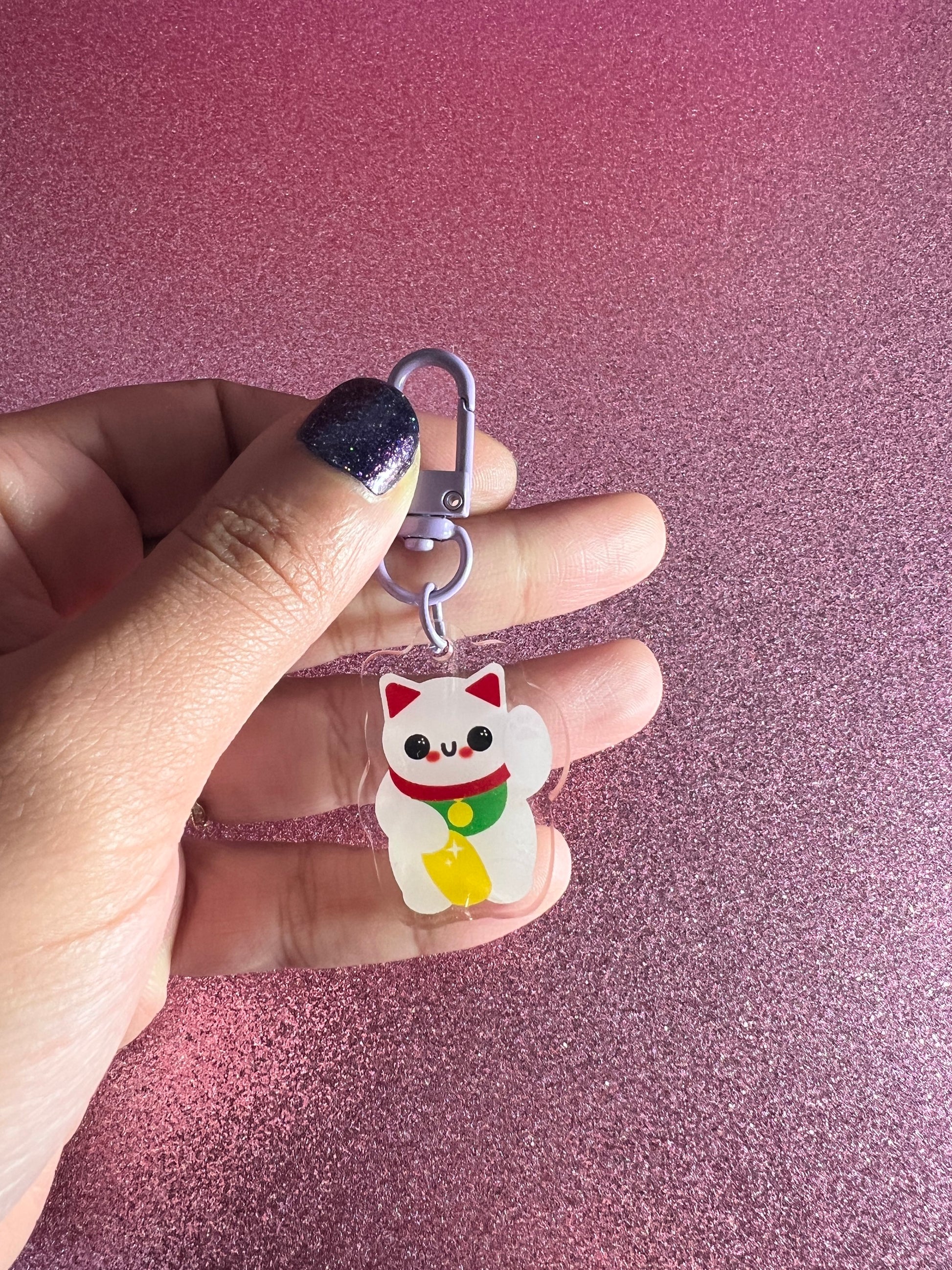 Maneki Neko (lucky cat) Acrylic Keychain - Apridot Studios