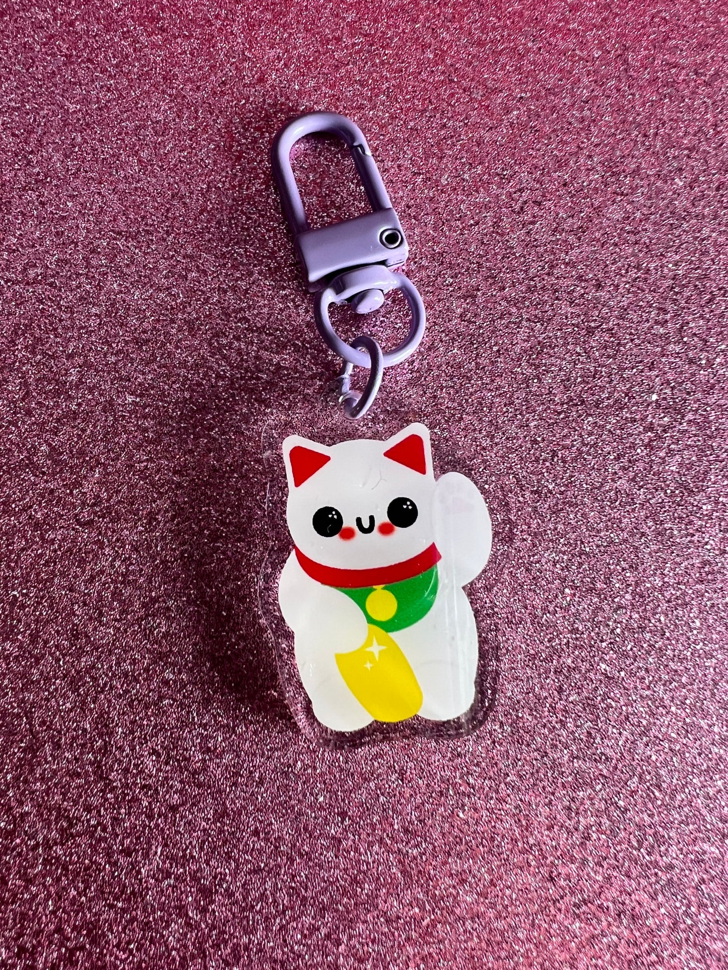 Maneki Neko (lucky cat) Acrylic Keychain - Apridot Studios