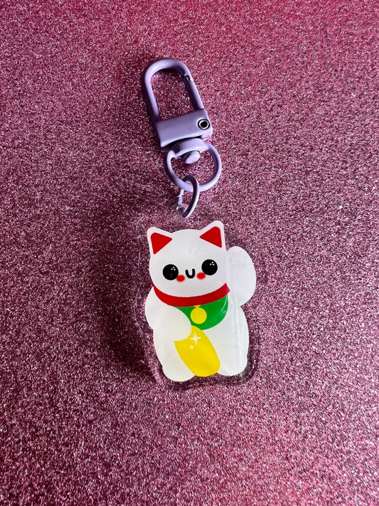 Maneki Neko (lucky cat) Acrylic Keychain - Apridot Studios