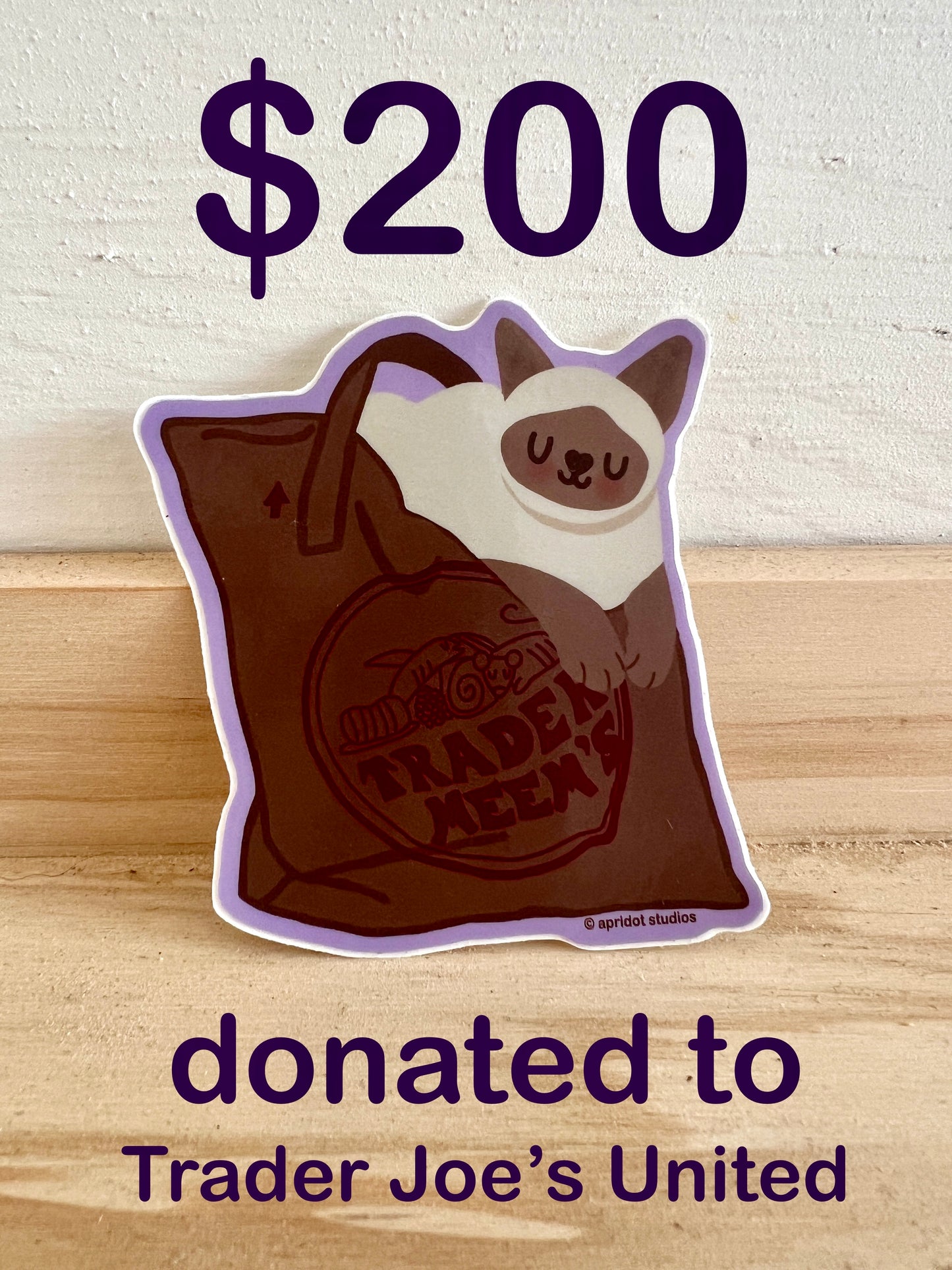 Trader Meems Sticker *FUNDRAISER FOR TRADER JOE'S UNITED* - Apridot Studios