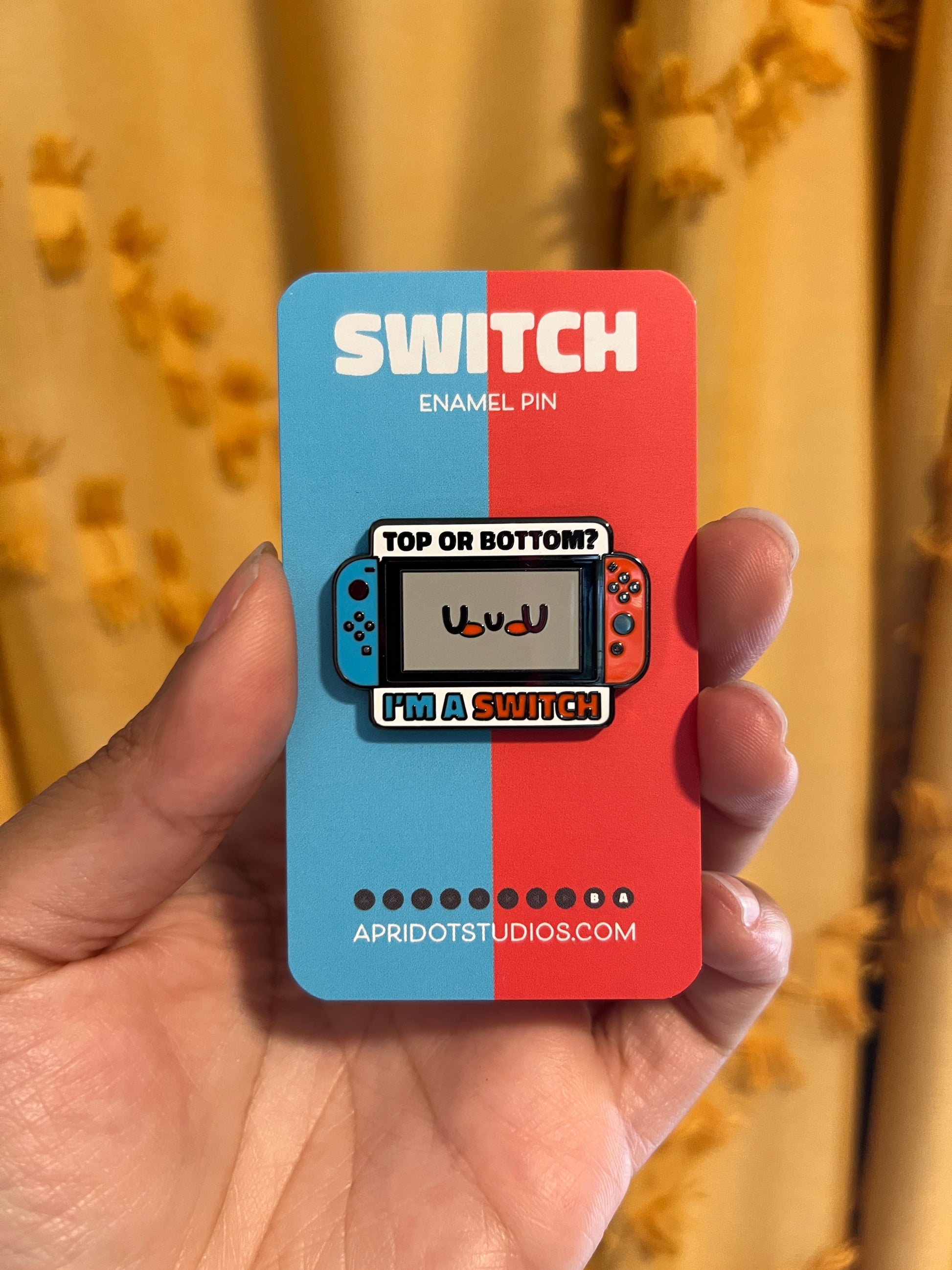 Top or Bottom Video Game Enamel Pin - Apridot Studios