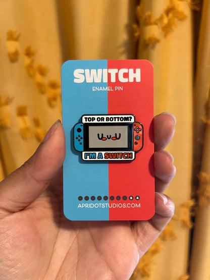 Top or Bottom Video Game Enamel Pin - Apridot Studios