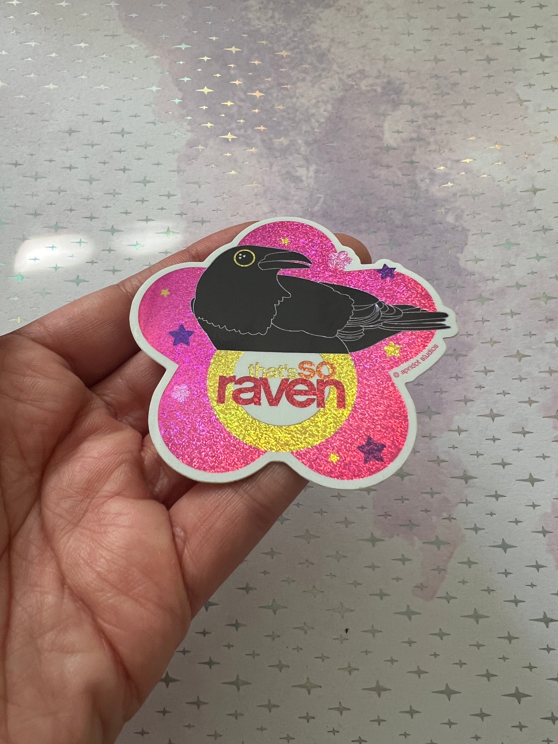 *Holographic* Raven Sticker - Apridot Studios