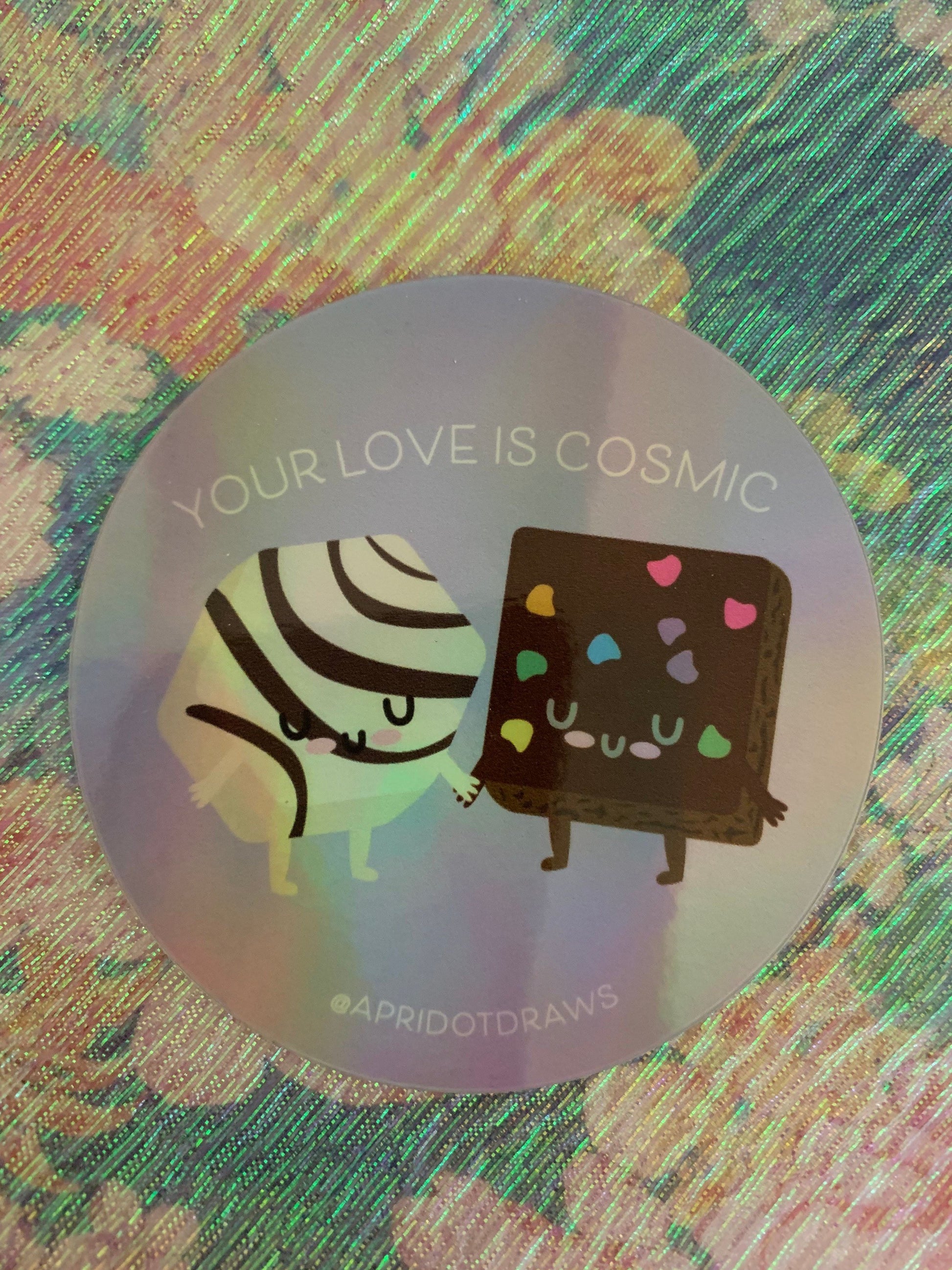Cosmic Love Holographic 3” Sticker - Apridot Studios